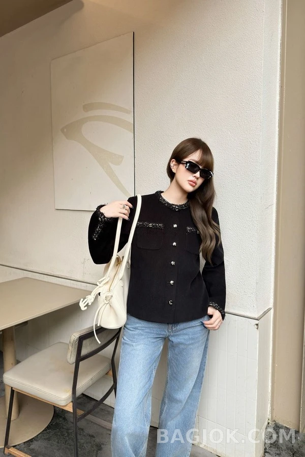 샤넬 샤넬 코듀로이 트림 라운드넥 자켓 상세 이미지