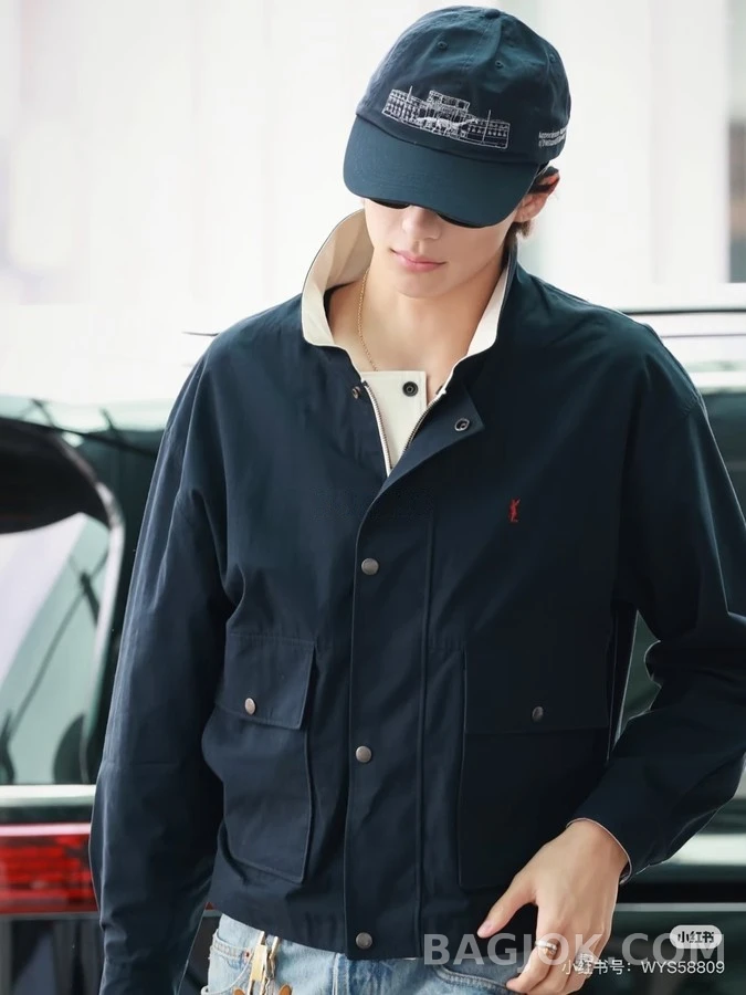 생로랑 세인트로랑 레터링 카라 자켓 상세 이미지