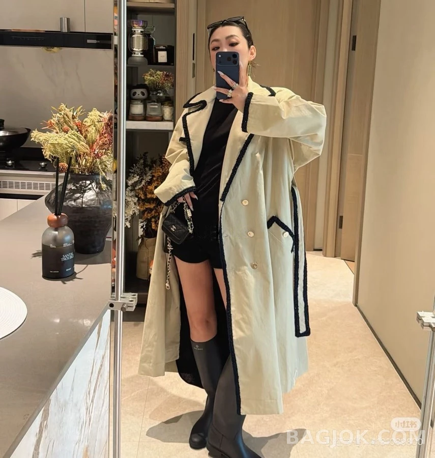 샤넬 샤넬 배색 트렌치 코트 상세 이미지