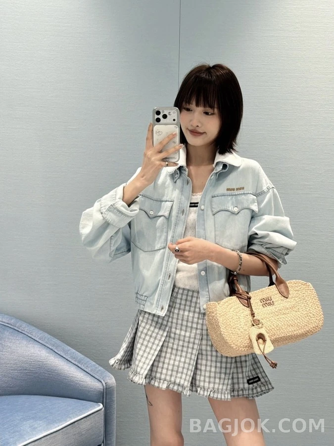 미우미우 미우미우 레이스 카라 데님 자켓 상세 이미지