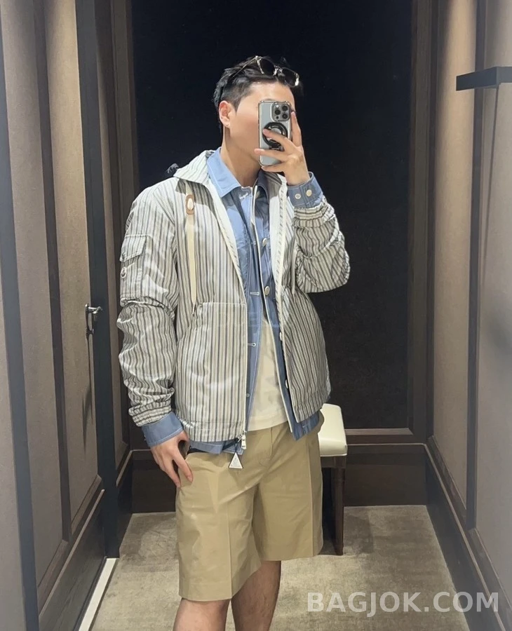 몽클레어 몽클레어 탈부착 후드 스트라이프 자켓 상세 이미지