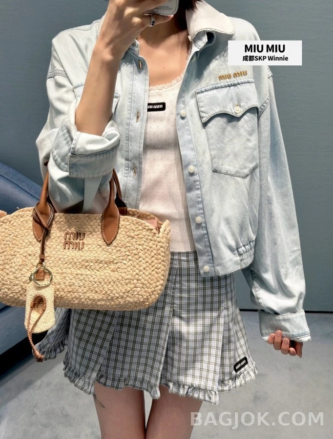 미우미우 미우미우 탈착식 레이스 칼라 데님 자켓 상세 이미지