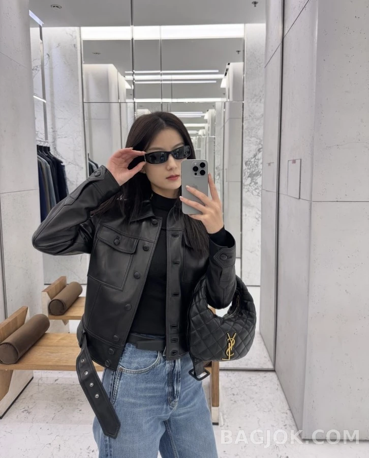 생로랑 세인트로랑 벨티드 워크웨어 레더 자켓 상세 이미지