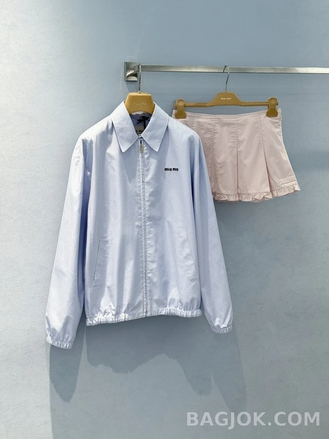 미우미우 미우미우 체크 카라 자켓 상세 이미지