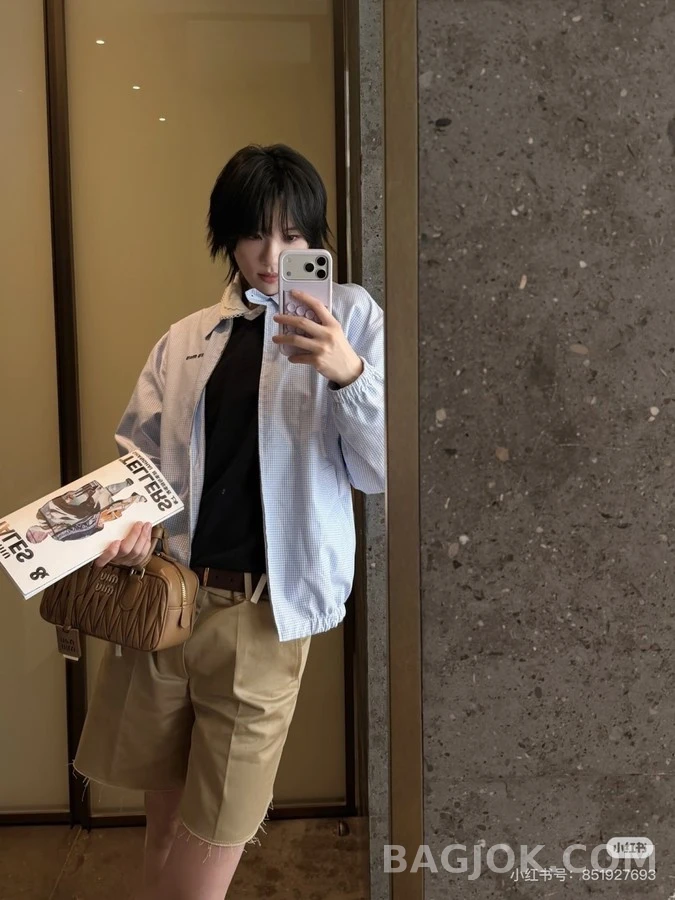 미우미우 미우미우 체크 카라 자켓 상세 이미지