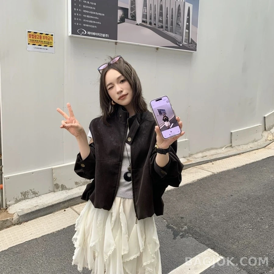 발렌시아가 발렌시아가 탈부착 소매 레더 봄버 자켓 상세 이미지