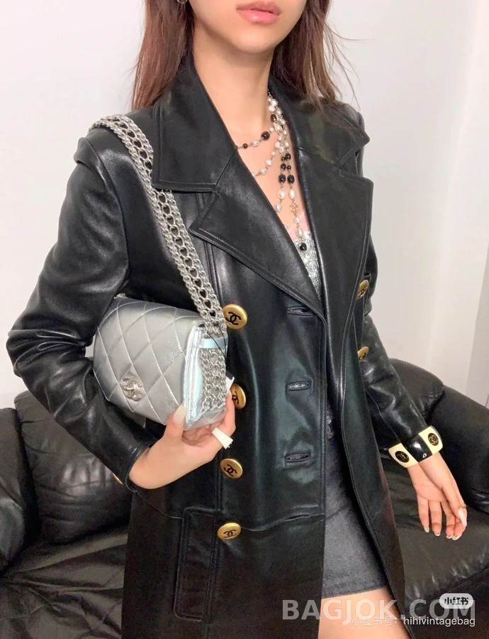 샤넬 샤넬 더블 브레스트 레더 자켓 상세 이미지