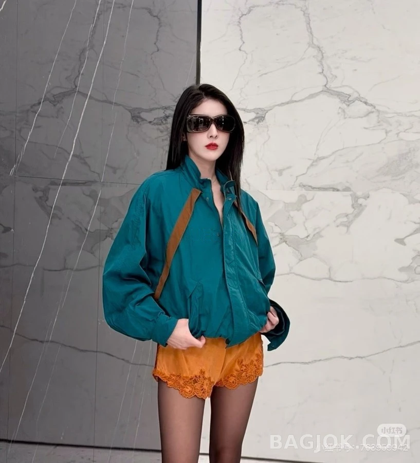 생로랑 세인트로랑 배색 스탠드넥 자켓 상세 이미지