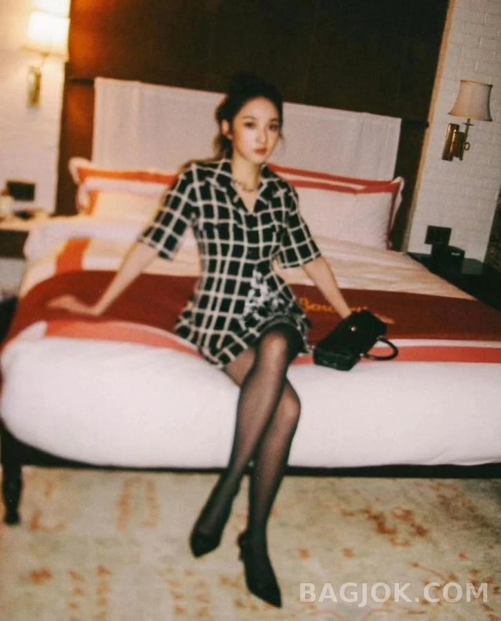 샤넬 샤넬 블랙앤화이트 체크 반팔 자켓 상세 이미지