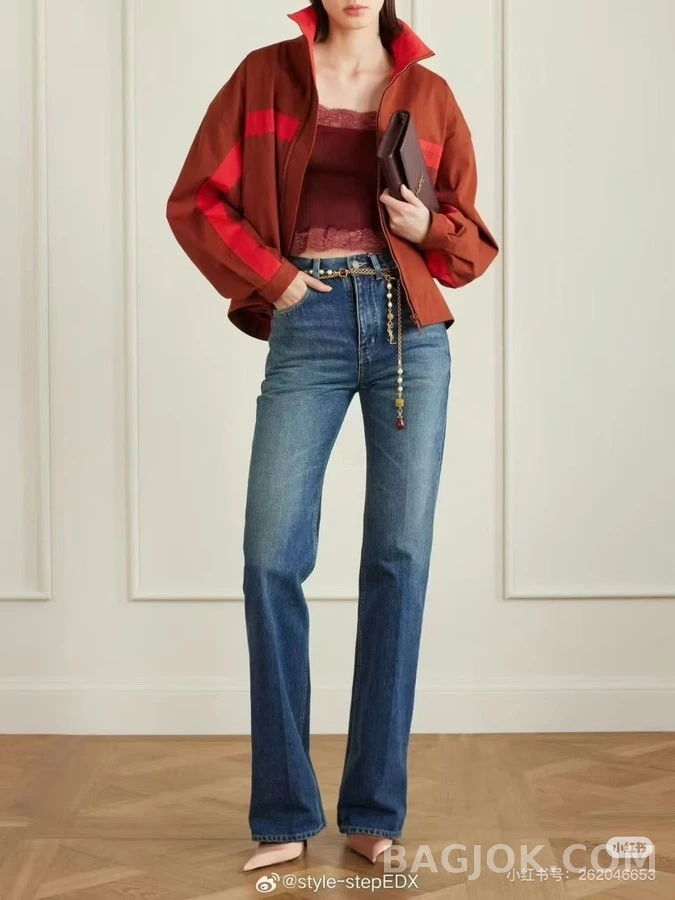 생로랑 세인트로랑 배색 코튼 집업 자켓 상세 이미지