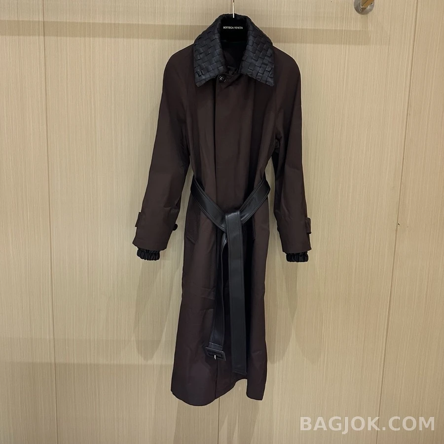 보테가베네타 보테가 베네타 레더 배색 트렌치 코트 상세 이미지