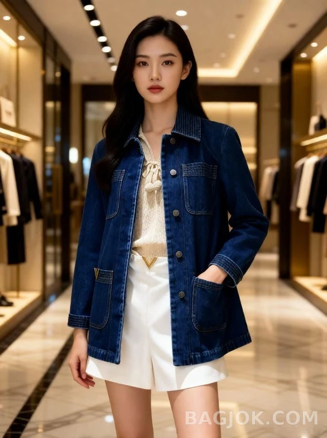 발렌티노 발렌티노 V로고 데님 워크 자켓 상세 이미지