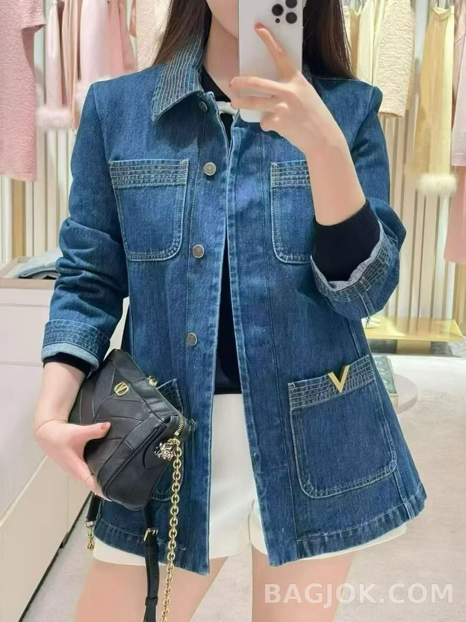 발렌티노 발렌티노 V로고 데님 워크 자켓 상세 이미지