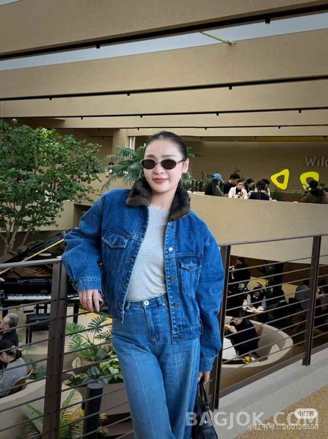 생로랑 생로랑 밍크 퍼 카라 데님 자켓 상세 이미지