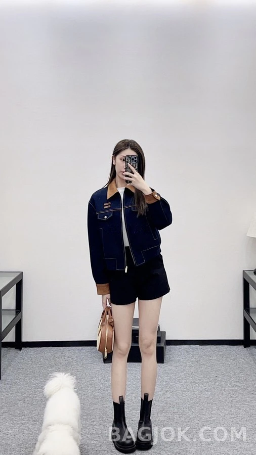 미우미우 미우미우 스웨이드 칼라 집업 자켓 상세 이미지