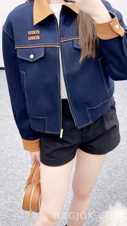 미우미우 미우미우 스웨이드 칼라 집업 자켓 상세 이미지