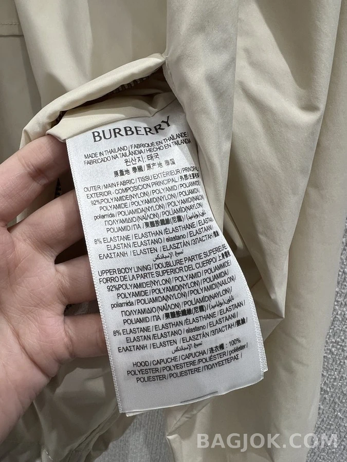 버버리 버버리 아이보리 전마 자수 체크 크롭 후드 재킷 상세 이미지