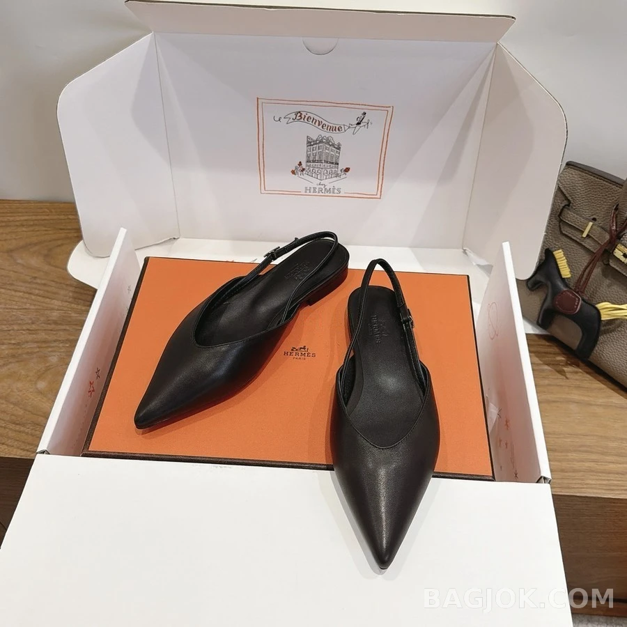 에르메스 에르메스 니콜 포인티드 슬링백 플랫 상세 이미지