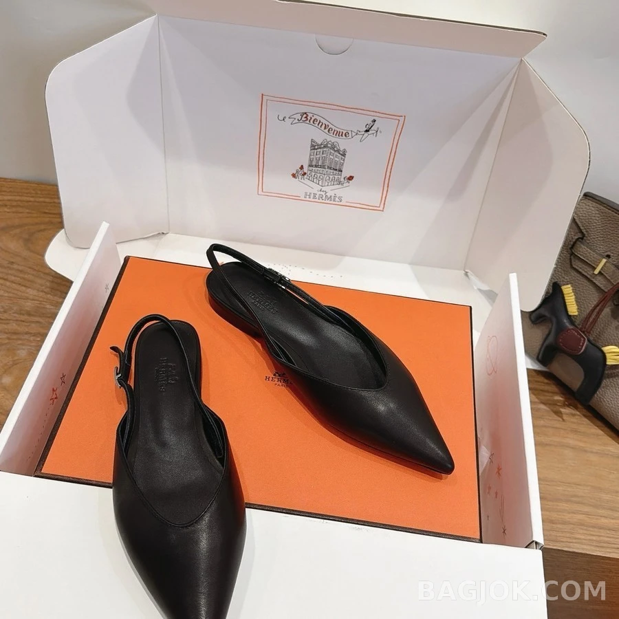 에르메스 에르메스 니콜 포인티드 슬링백 플랫 상세 이미지