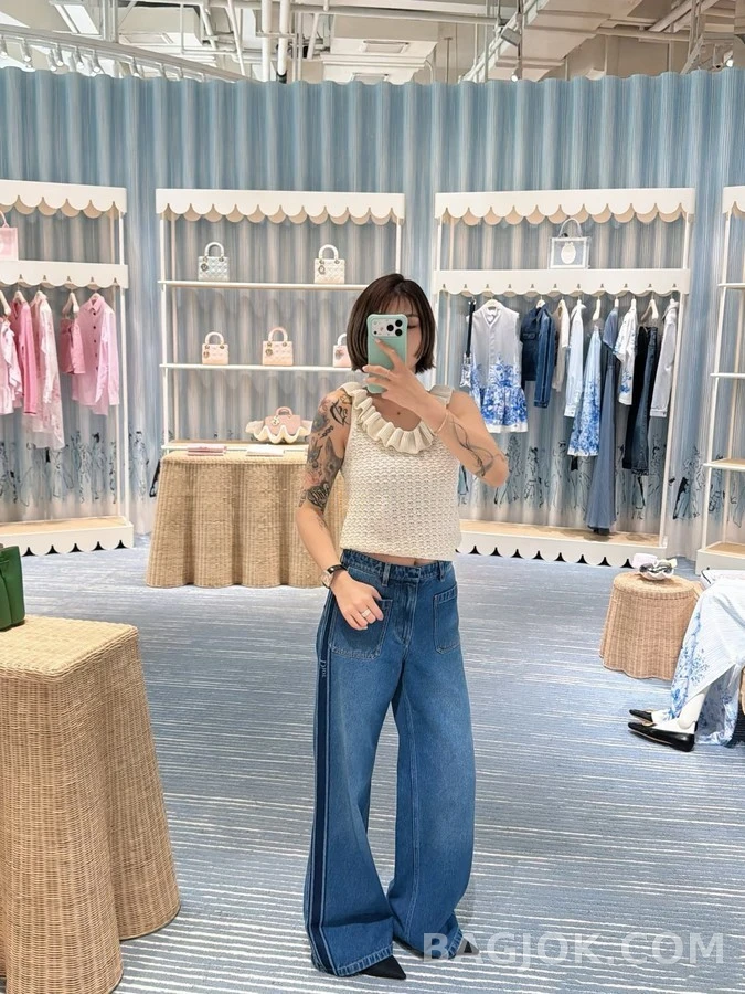 디올 디올 레터링 와이드 데님 팬츠 상세 이미지