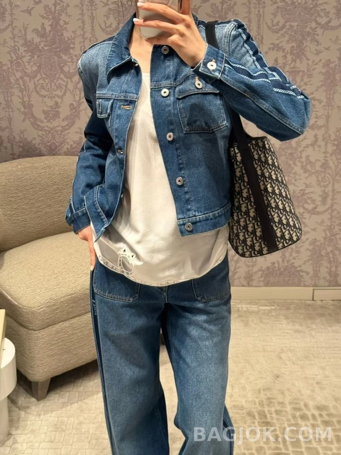 디올 디올 레터링 와이드 데님 팬츠 상세 이미지