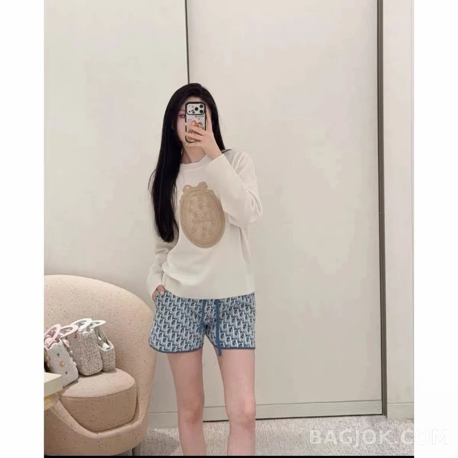 디올 디올 리본 엠블럼 자수 긴팔 티셔츠 상세 이미지