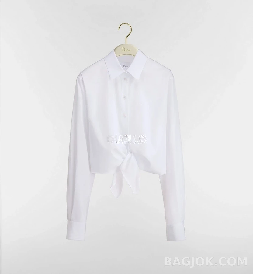 디올 디올 묶음 디테일 크롭 셔츠 상세 이미지