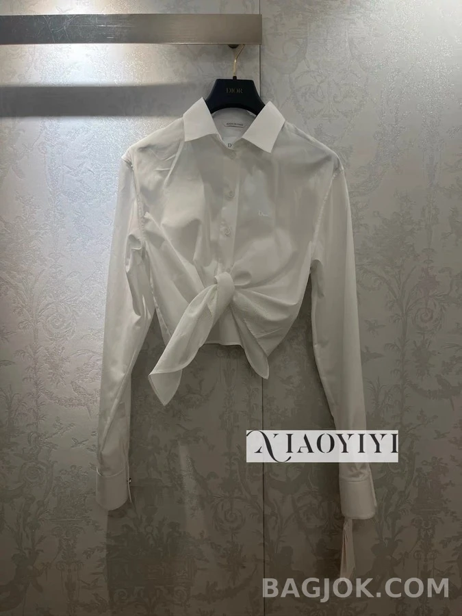 디올 디올 묶음 디테일 크롭 셔츠 상세 이미지
