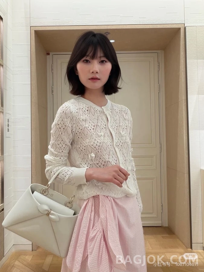 디올 디올 보우 장식 다이아몬드 패턴 가디건 상세 이미지