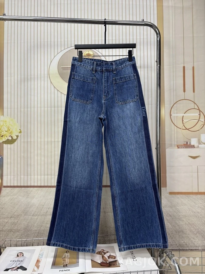 디올 디올 측면 로고 와이드 데님 팬츠 상세 이미지