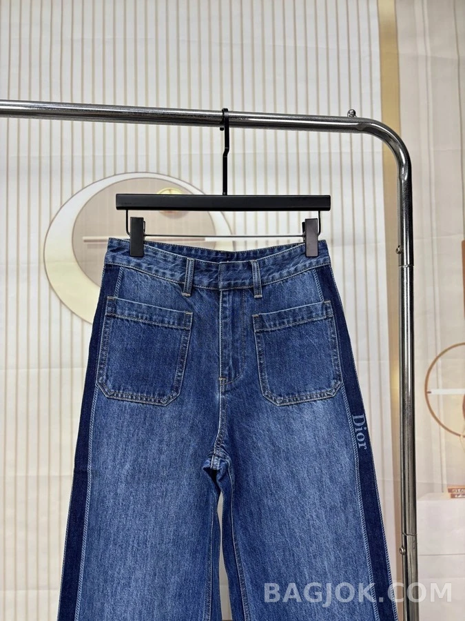 디올 디올 측면 로고 와이드 데님 팬츠 상세 이미지