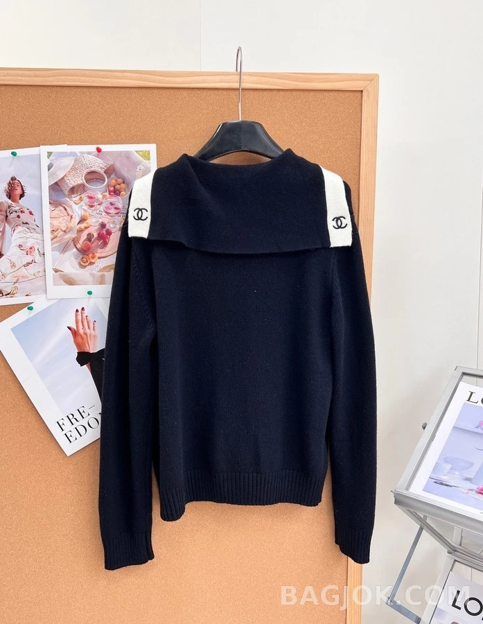 샤넬 샤넬 배색 세일러 카라 가디건 상세 이미지