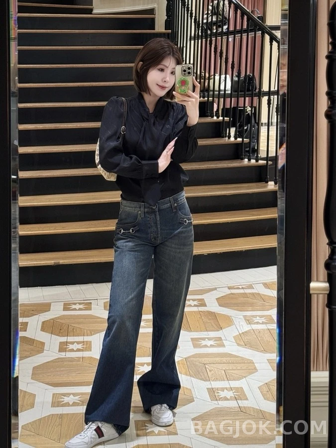 구찌 구찌 호스빗 장식 스트레이트 데님 팬츠 상세 이미지