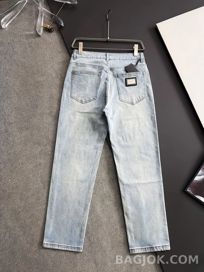 돌체앤가바나 돌체앤가바나 가죽 패치 데님 팬츠 상세 이미지