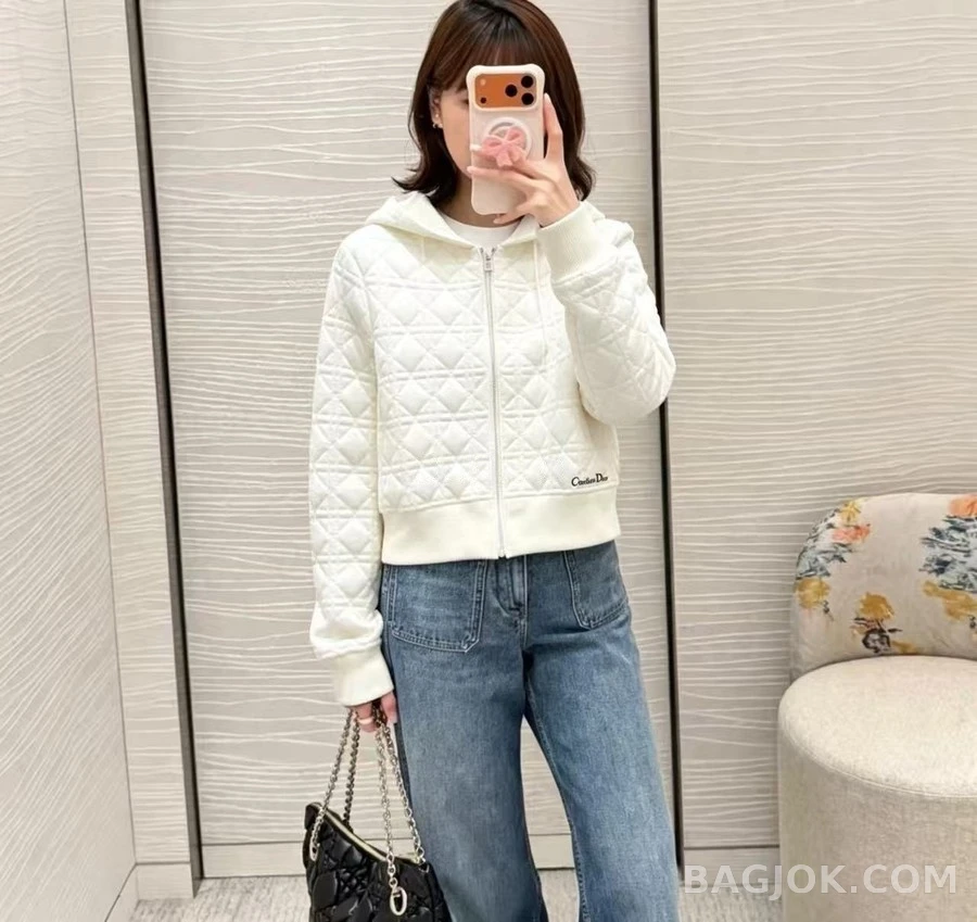 디올 디올 까나쥬 퀼팅 플라워 자수 후드 집업 상세 이미지