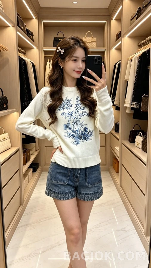 디올 디올 꽃 나비 자수 니트 상세 이미지
