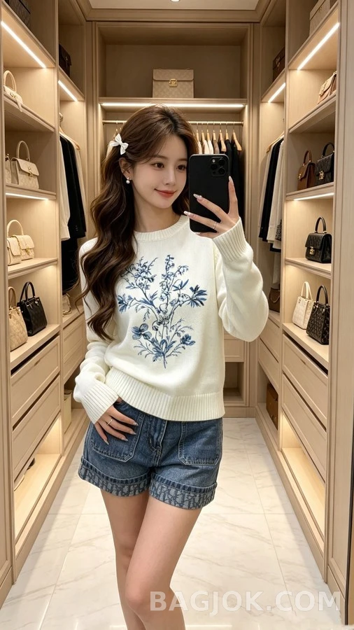 디올 디올 꽃 나비 자수 니트 상세 이미지