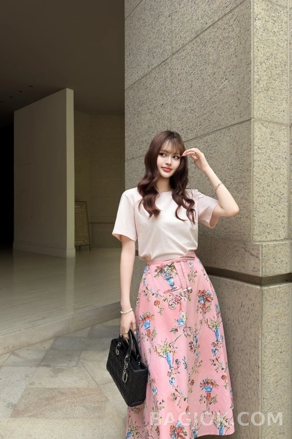 디올 디올 꽃병 프린트 스커트 상세 이미지