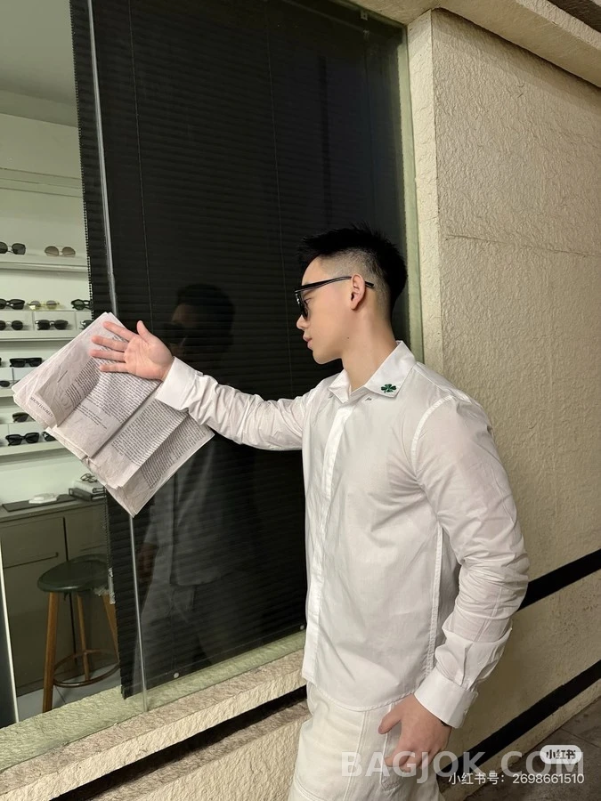디올 디올 네잎클로버 자수 셔츠 상세 이미지