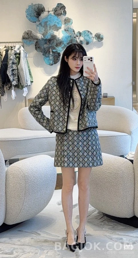 디올 디올 다이아몬드 패턴 트위드 자켓 상세 이미지