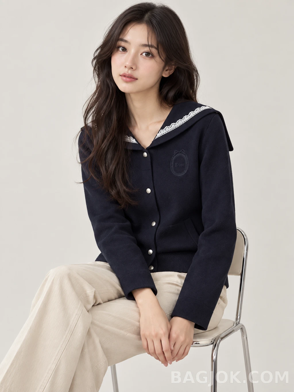 디올 디올 레이스 세일러 니트 가디건 상세 이미지