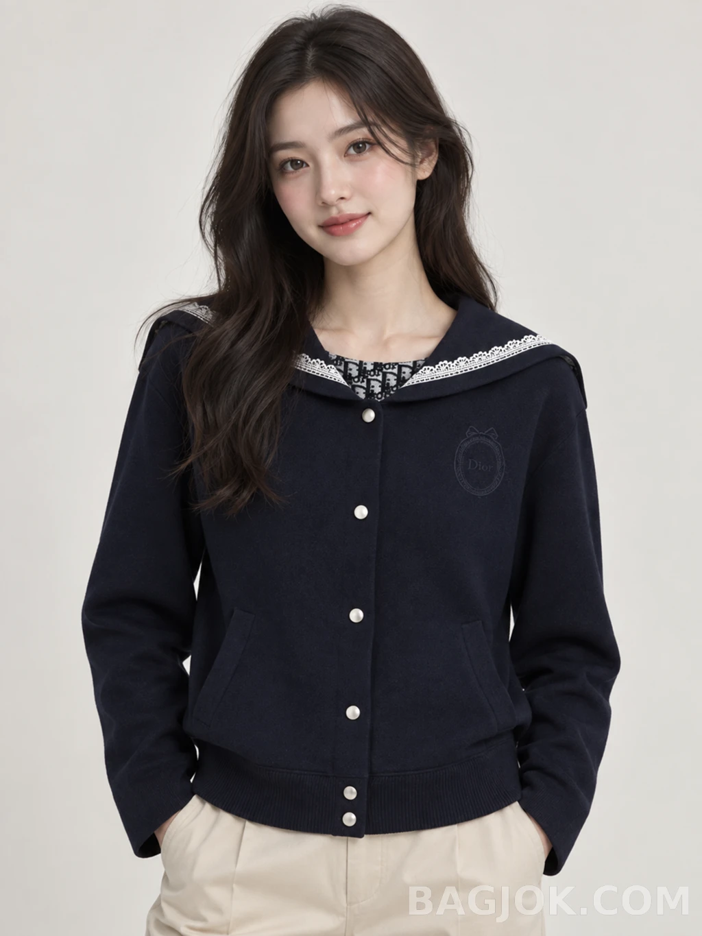 디올 디올 레이스 세일러 니트 가디건 상세 이미지