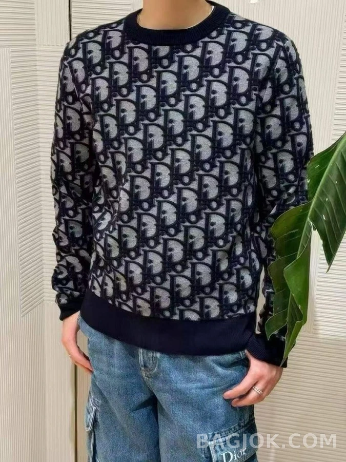 디올 디올 모노그램 자카드 니트 상세 이미지