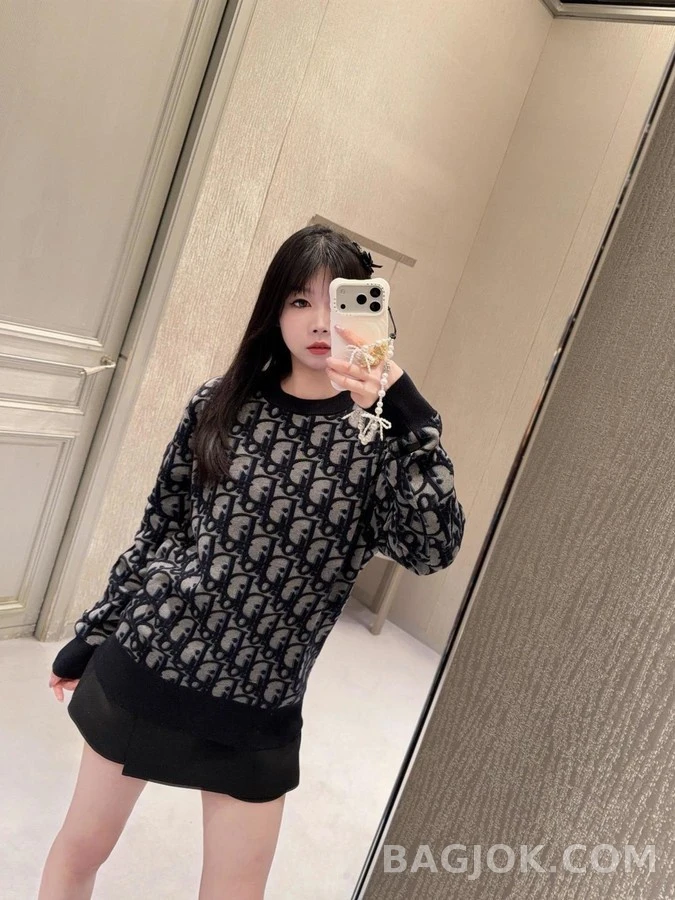 디올 디올 모노그램 자카드 니트 상세 이미지