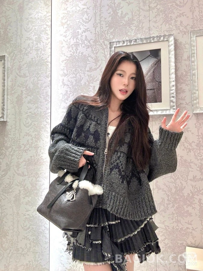 디올 디올 자카드 니트 패딩 투피스 상세 이미지