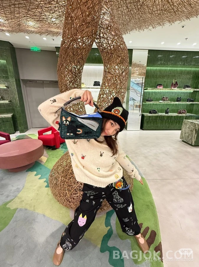 로에베 로에베 루이 웨인 고양이 자수 팬츠 상세 이미지
