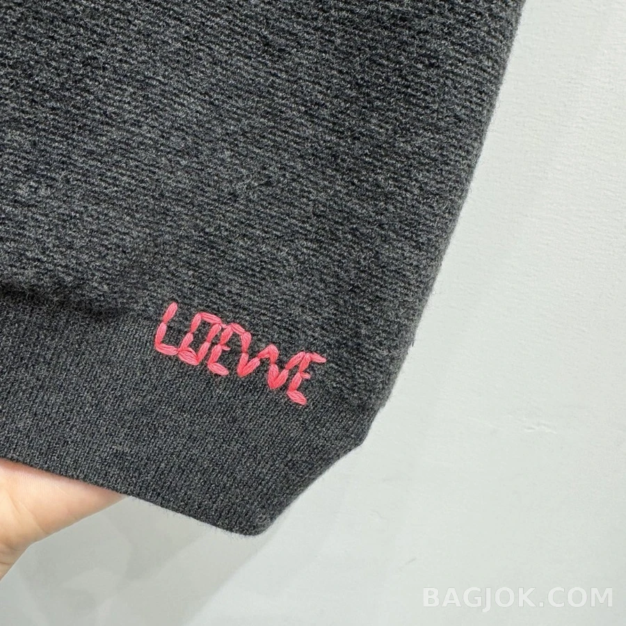 로에베 로에베 플러피 V넥 LOEWE 자수 긴팔 티셔츠 상세 이미지