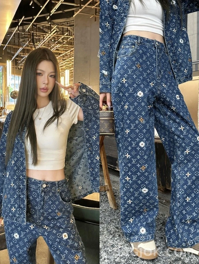 루이비통 루이비통 모노그램 데이지 자수 데님 자켓 상세 이미지
