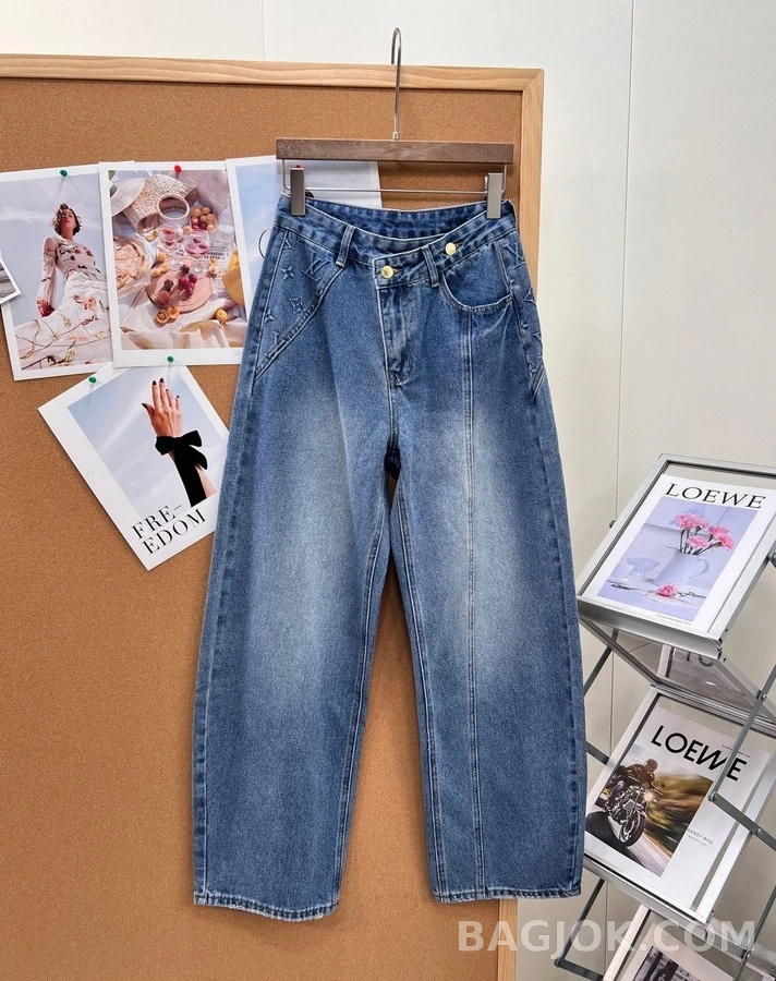 루이비통 루이비통 모노그램 자수 와이드 데님 팬츠 상세 이미지