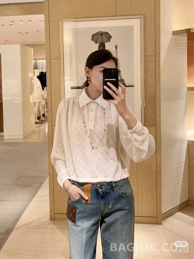 루이비통 루이비통 모노그램 펀칭 니트 폴로 셔츠 상세 이미지